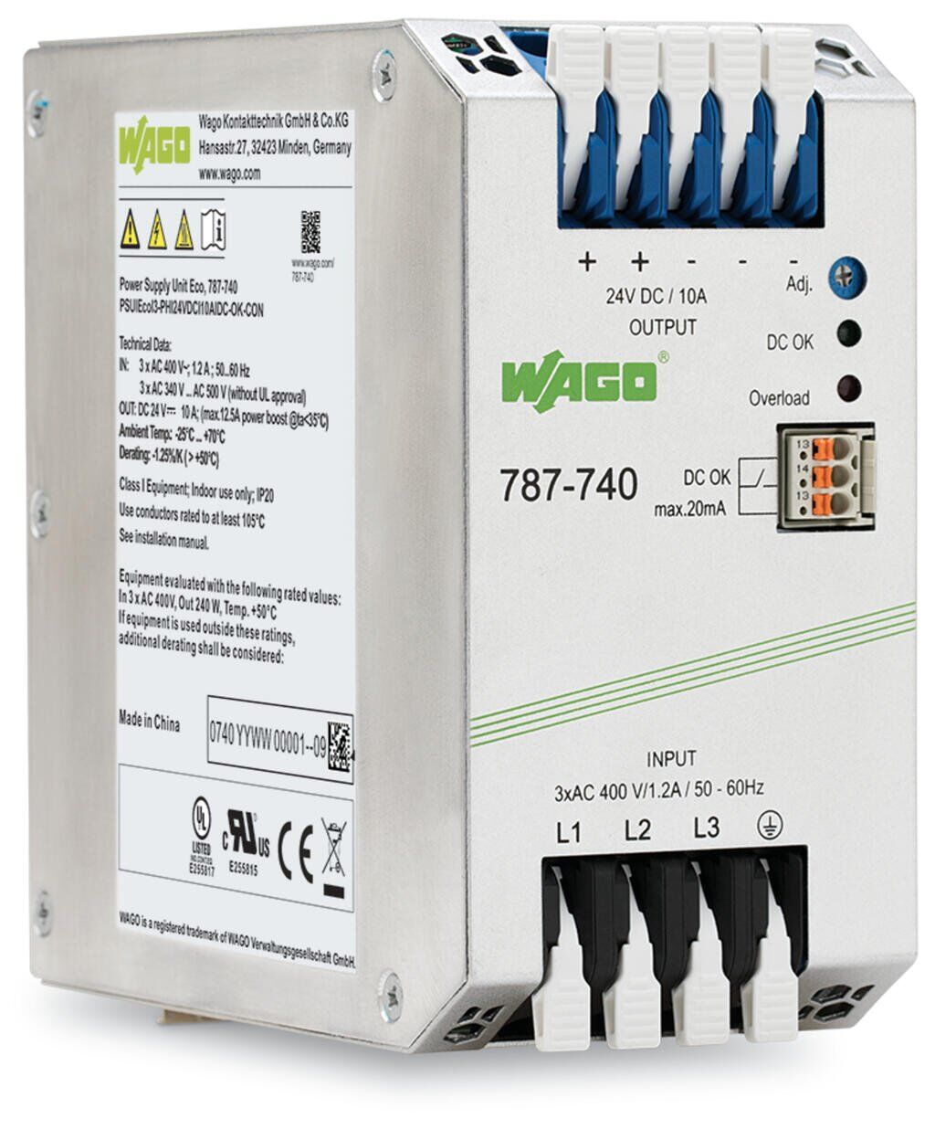 787-740 3 faz Giriş AC 325V .575V 24 VDC/ 12,5 A, paralelleme, DC ok sinyali