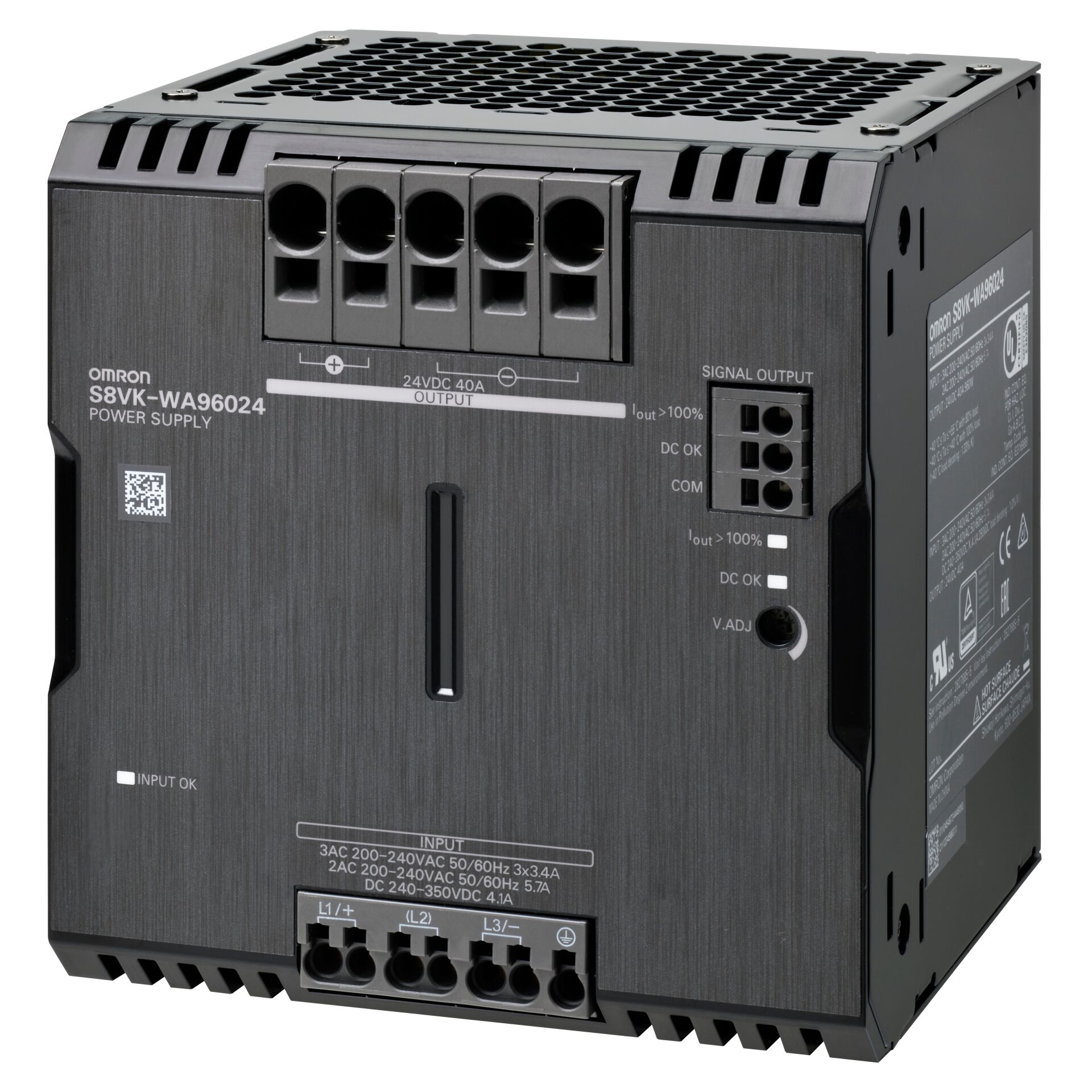 3-phase power supply, 960 W, 24 VDC, 40 A, DIN rail mounting