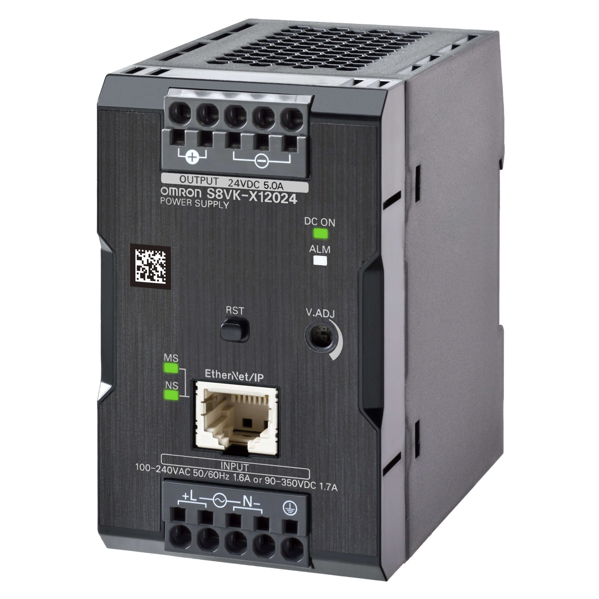 Book type power supply, 120 W, 24 VDC, 5 A, DIN rail mounting, Push-in terminal, Coated, Ethernet IP / Modbus TCP compatibility