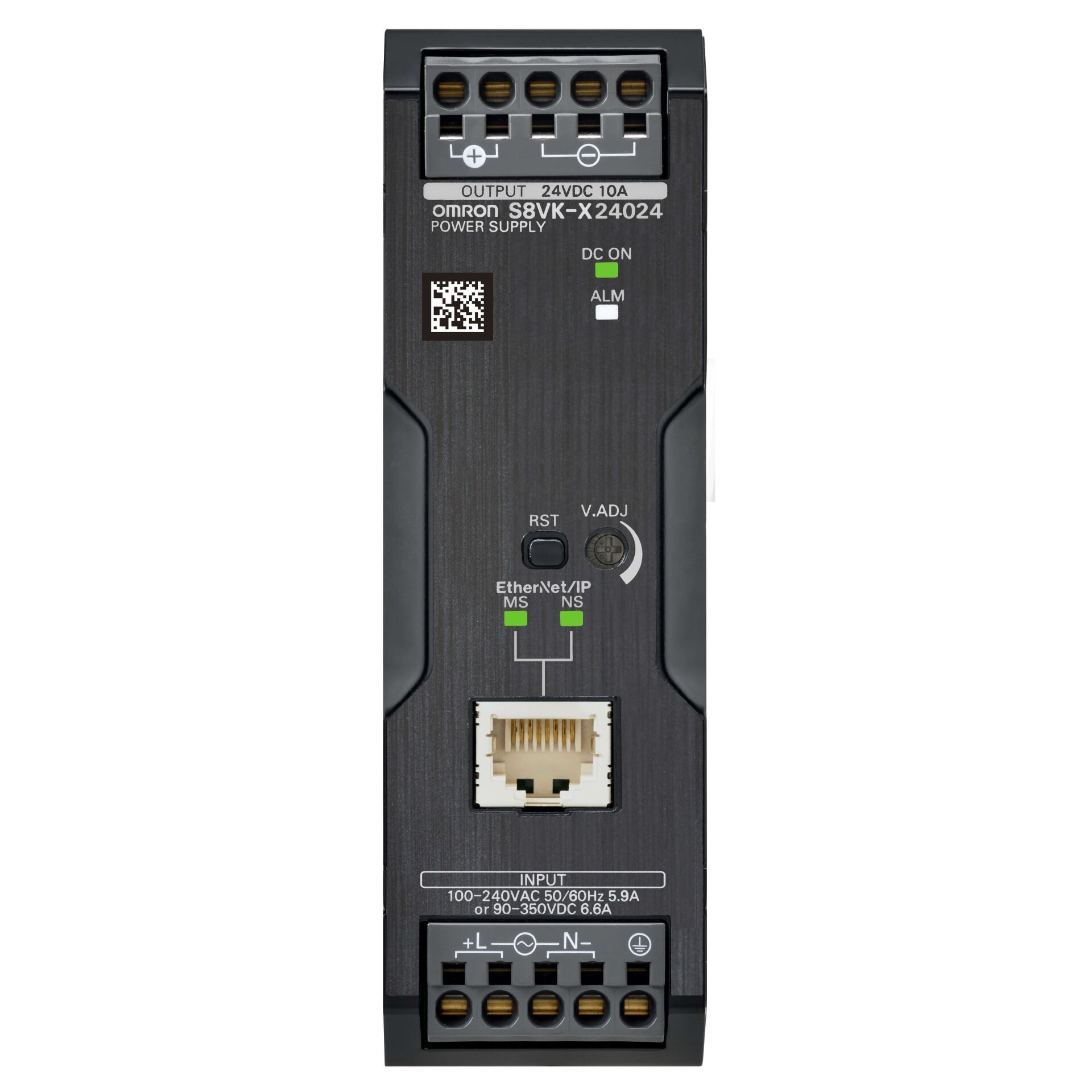 Book type power supply, 240 W, 24 VDC, 10 A, DIN rail mounting, Push-in terminal, Coated, Ethernet IP / Modbus TCP compatibility