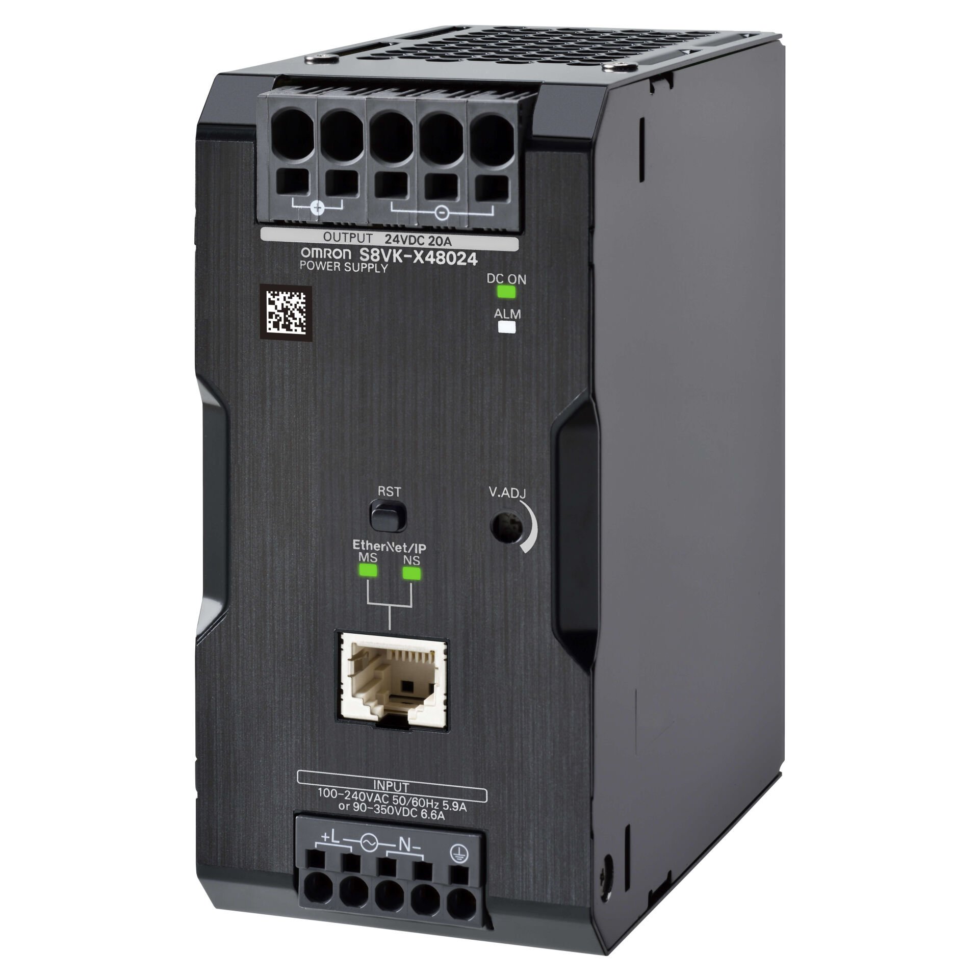 Book type power supply, 480 W, 24 VDC, 20 A, DIN rail mounting, Push-in terminal, Coated, Ethernet IP / Modbus TCP compatibility